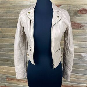 Charlotte Russe Tan Pleather Jacket Size Small 1332